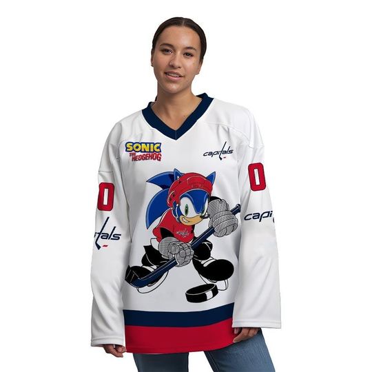 Personalized Washington Sonic Hockey Jersey, The Hedgehog Jersey For Men With Your Team Name, Fan Hockey Jersey