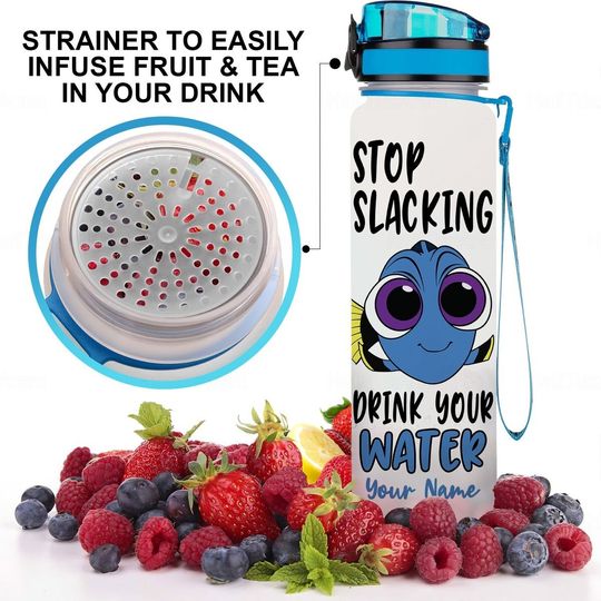 Finding Dory Bottle, Dory Water Tracker Bottle, Finding Dory Birthday Party, Custom Motivational Bottle, Cartoon Bottle
