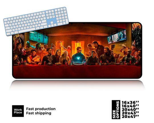 Avengers Desk Mat, Geek placemats, Infinity War Large Desk Pad, Endgame Desk pad, Colored Large Mouse Pad, Comic Fan Gift.