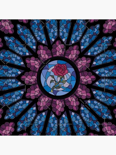 Stained Glass Rose Pillow