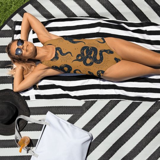 Witchy Snake One-Piece Swimsuit/ Witchcore Swimsuit/ Goth One-Piece