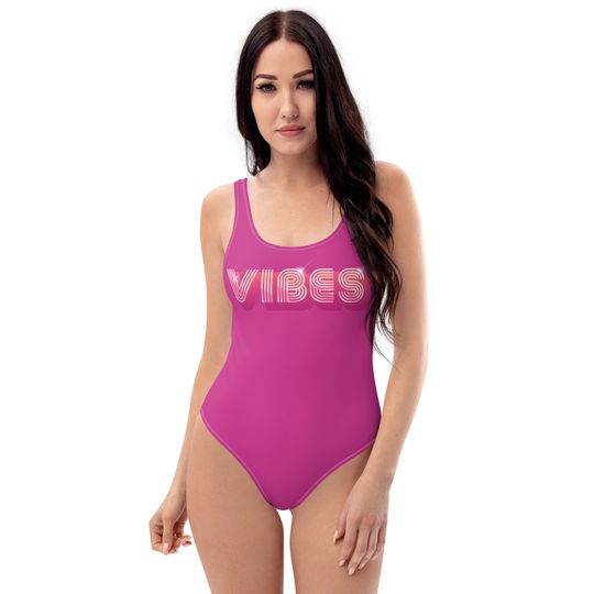 Retro Pink VIBES One-Piece Swimsuit/ Retro Pink Bodysuit
