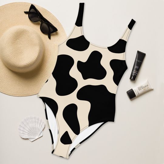 Cow Print One-Piece Swimsuit/ Cow Print Leotard