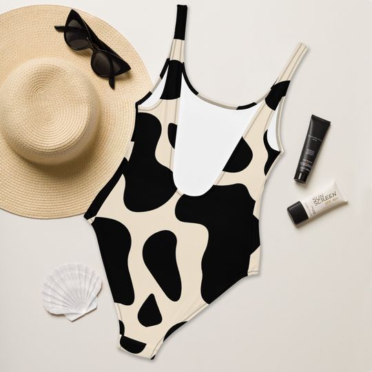 Cow Print One-Piece Swimsuit/ Cow Print Leotard