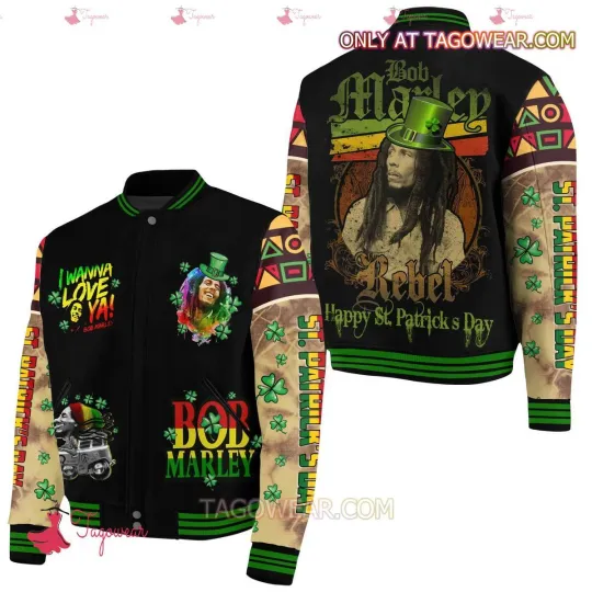 Bob Marley Rebel Happy St. Patrick’s Day Baseball Jacket