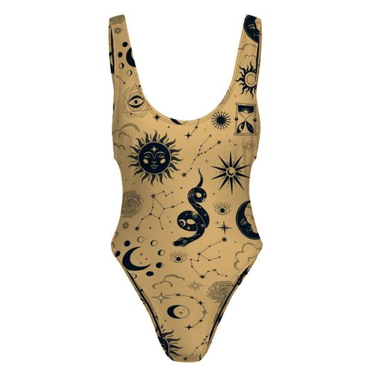 High-Cut One Piece Swimsuit Snake