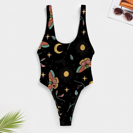 High-Cut One Piece Swimsuit Black