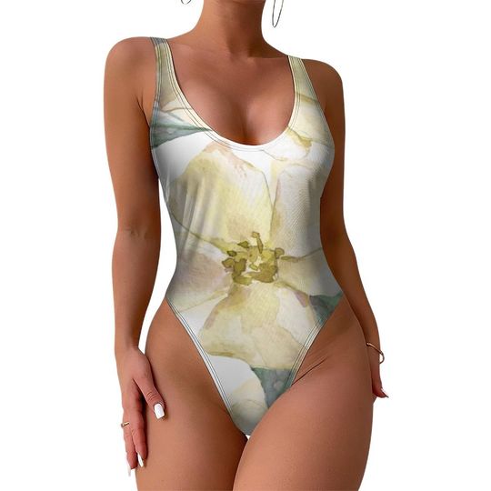 High-Cut One Piece Swimsuit Floral