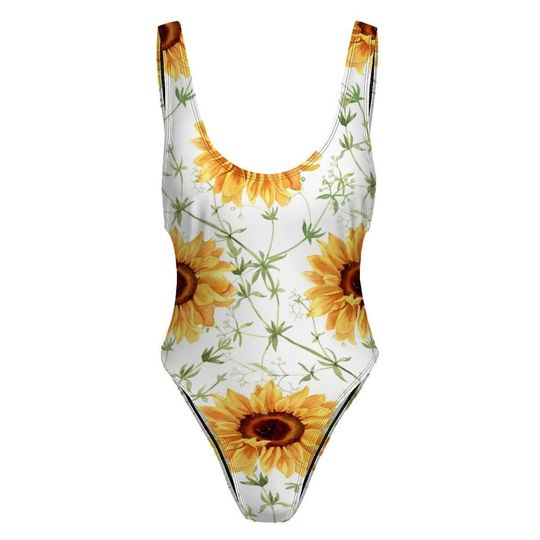 High-Cut One Piece Swimsuit Floral