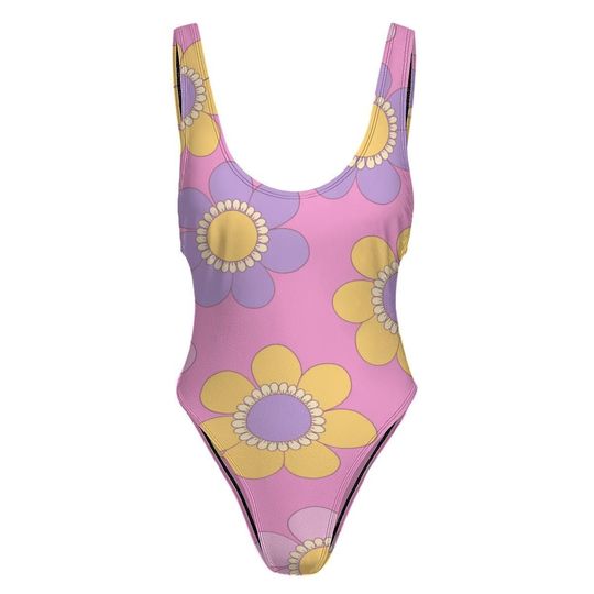 High-Cut One Piece Swimsuit Floral