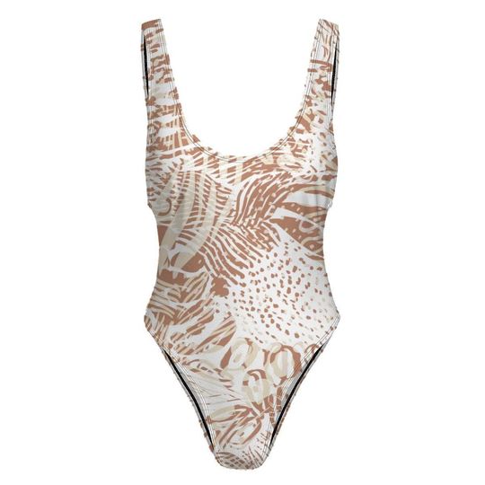 High-Cut One Piece Swimsuit Animal Print