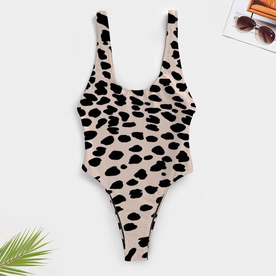 High-Cut One Piece Swimsuit Animal Print