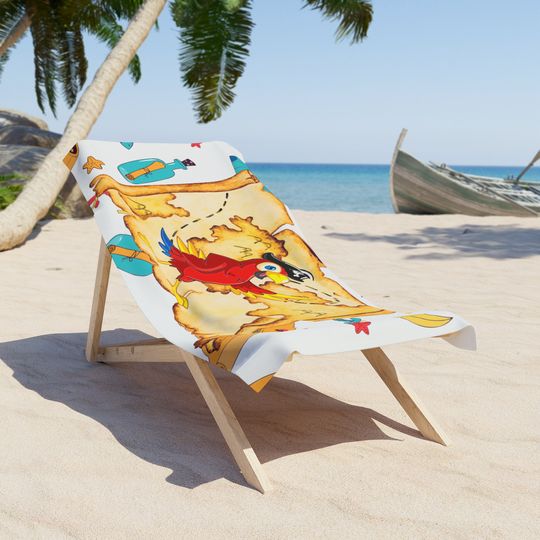 Pirate's Map with Parrot Beach Towel