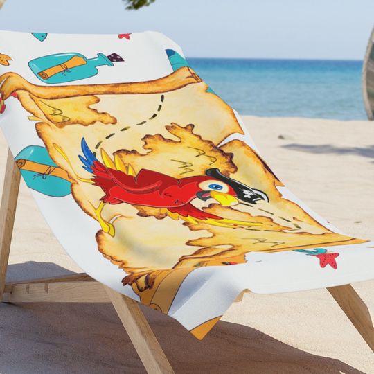 Pirate's Map with Parrot Beach Towel