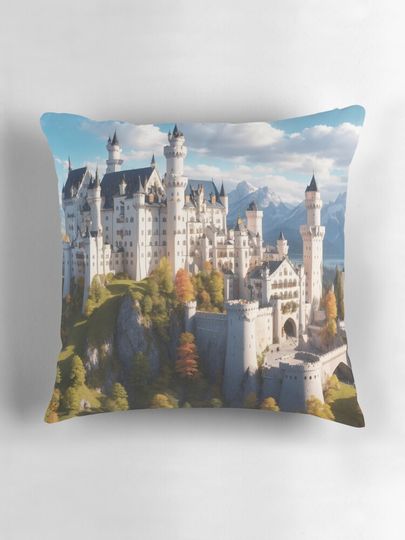 Schloss Neuschwanstein, the real Sleeping Beauty Castle Pillow