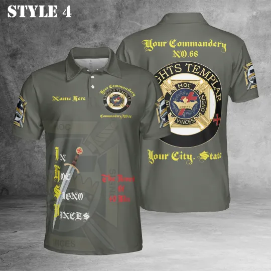 Customize Name Masonic Knights Templar Commander 3D Polo
