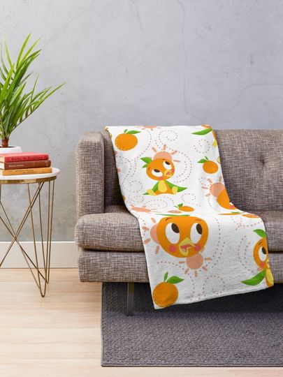 Hello Sunshine! - Orange Bird (white background) Throw Blanket