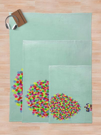 house with balloons Throw Blanket