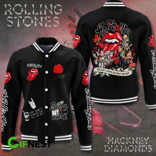 The Rolling Stones Black Baseball Jacket