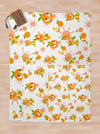 Hello Sunshine! - Orange Bird (white background) Throw Blanket