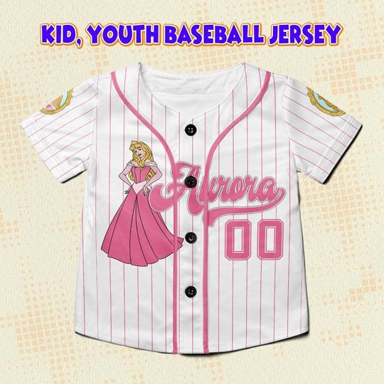 Custom Disney Princess Aurora Baseball Jersey, Personalized Disney Jersey, Gift For Kids Adult Unisex