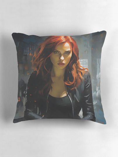 Black Widow painting Pillow