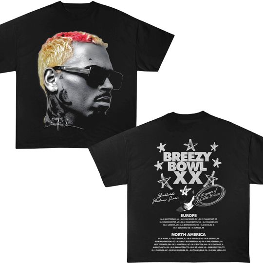 Chris Brown Tshirt 2025 Breezy Bowl Tour