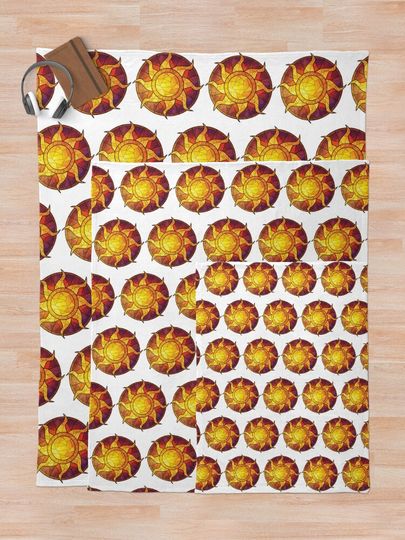 Stained Glass Tangled Sun Throw Blanket