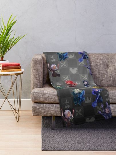 Kingdom Hearts- Organization xiii Chibi Pattern Throw Blanket