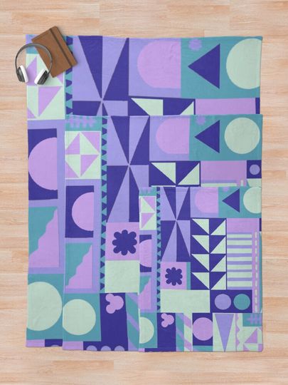 "it's a small world" Pattern (ice palette) Throw Blanket
