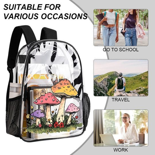 Spring Mushroom, Transparent Backpack, See Through Rucksack