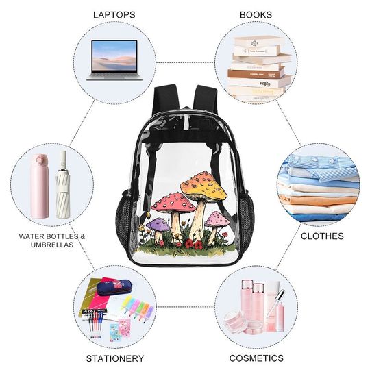 Spring Mushroom, Transparent Backpack, See Through Rucksack