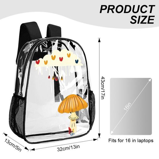 Spring Mushroom, Transparent Backpack