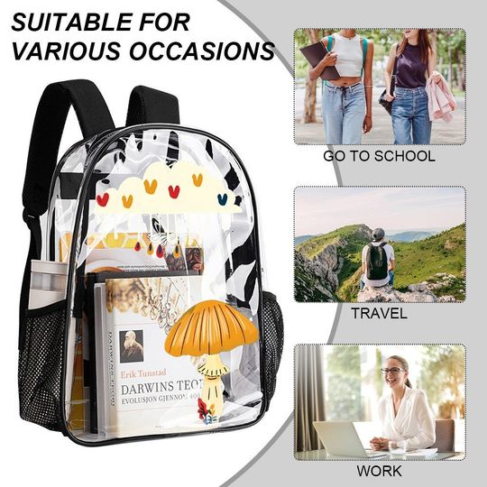 Spring Mushroom, Transparent Backpack
