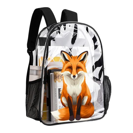 Gorgeous Fox Clear Backpack, Fox Transparent Bag, Red fox Transparent Backpack