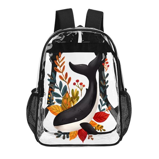 Floral Whale Clear Rucksack, Transparent Bag