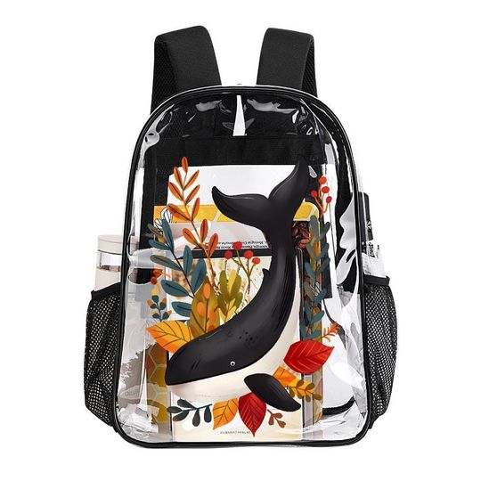 Floral Whale Clear Rucksack, Transparent Bag