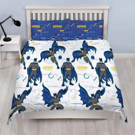 Batman Superhero The Dark Knight Batman Poses Pattern Blue 3D Bedding Set