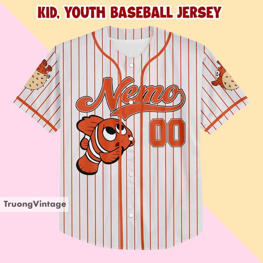 Personalized Disney Finding Nemo Baseball Jersey, Custom Disney Baseball Jersey, Finding Nemo Jersey Team