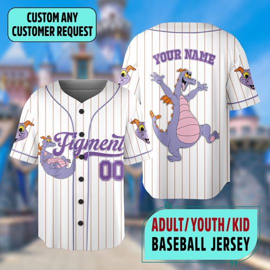 Personalized Disney Figment Little Spark Baseball Jersey, Custom Figment Baseball Team, Figment Magic Kingdom Basketball Jersey