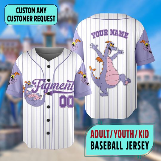 Personalized Disney Figment Little Spark Baseball Jersey, Custom Figment Baseball Team, Figment Magic Kingdom Basketball Jersey