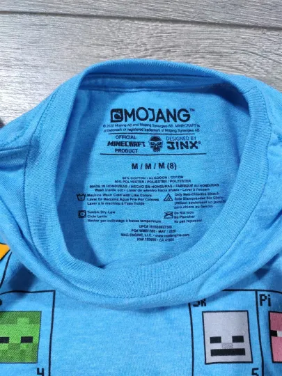 Minecraft Shirt Boys Medium 8 Periodic Table Enderman Blue Tee T-Shirt Gift