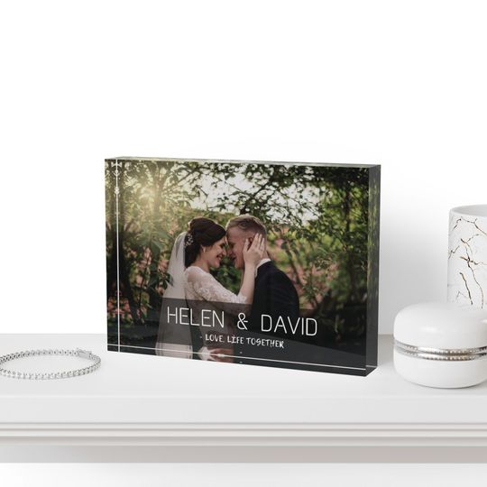 Personalized Acrylic Photo Block | Custom Memory Keepsake | Wedding, Anniversary & Home Decor Gift