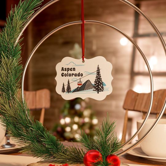Aspen, Colorado Ornament Aluminum - Aspen, Colorado Mountain Gondola Christmas Ornament, Xmas Gift, Hanging Decoration, Winter Ornament
