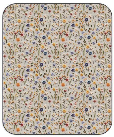 Wildflowers Picnic Blanket, Super Soft, Waterproof, Washable Beach Blanket, Outdoor Blanket, Camping Blanket, Carrying strap included/61x51