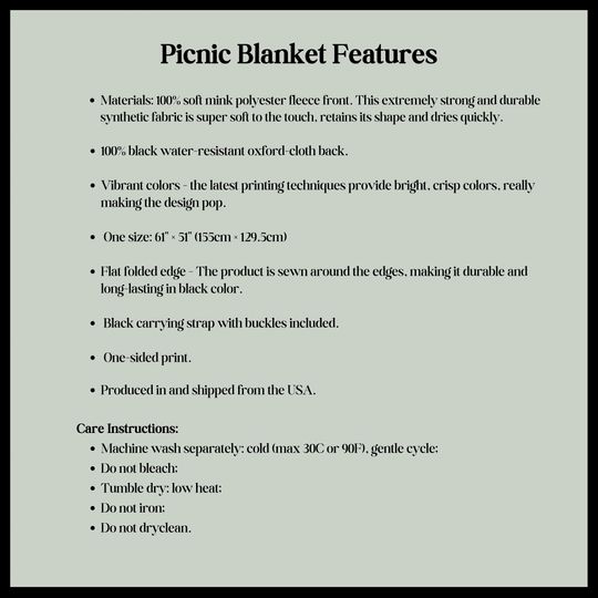 Wildflowers Picnic Blanket, Super Soft, Waterproof, Washable Beach Blanket, Outdoor Blanket, Camping Blanket, Carrying strap included/61x51