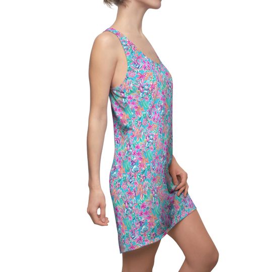 Bright Tropical Bloom - Goofy & Pluto - Women's Racerback Dress