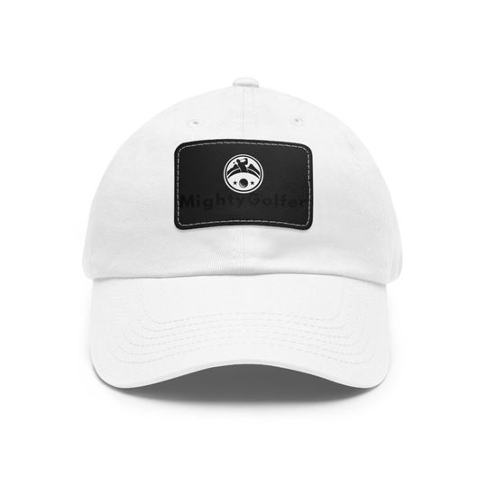 Mighty Golfer Dad Hat with Leather Patch - Dad Gift - Father's Day Gift
