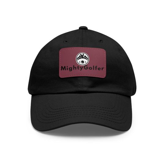 Mighty Golfer Dad Hat with Leather Patch - Dad Gift - Father's Day Gift
