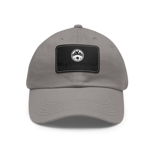Mighty Golfer Dad Hat with Leather Patch - Dad Gift - Father's Day Gift